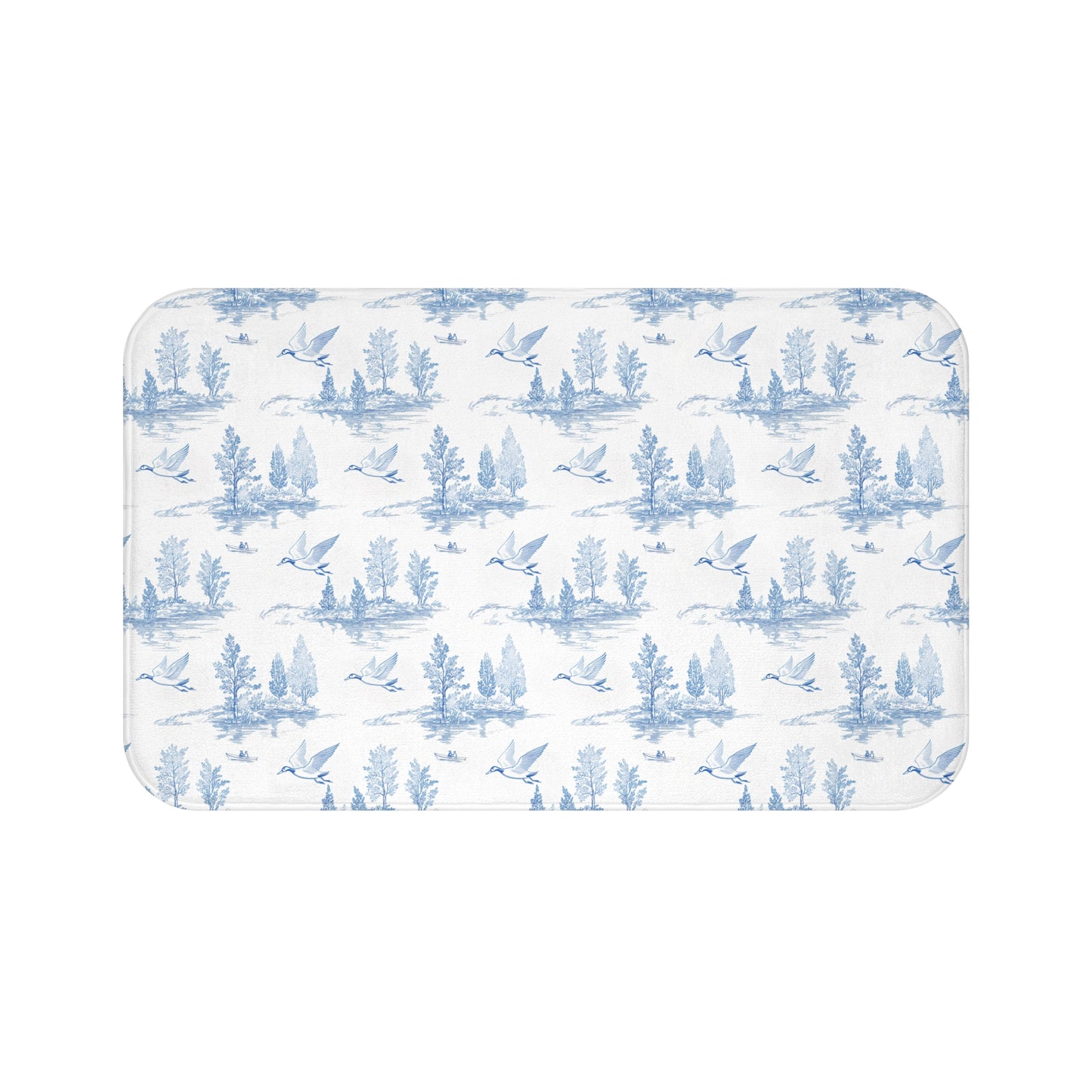 Sketched Lake Scene Bath Rug Mat