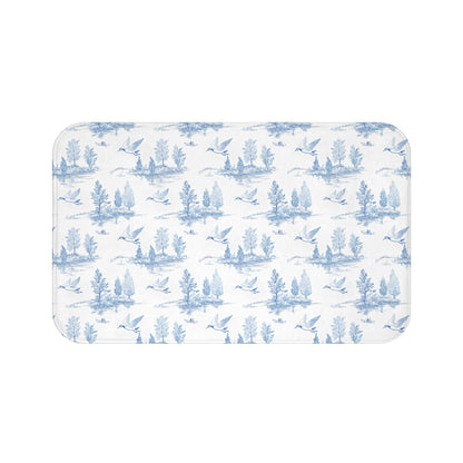 Sketched Lake Scene Bath Rug Mat