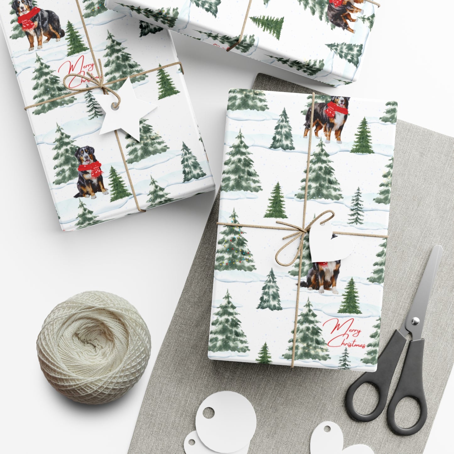 Bernese Mountain Dog Snowy Christmas Gift Wrap