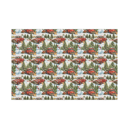 Vintage Red Truck & Dogs