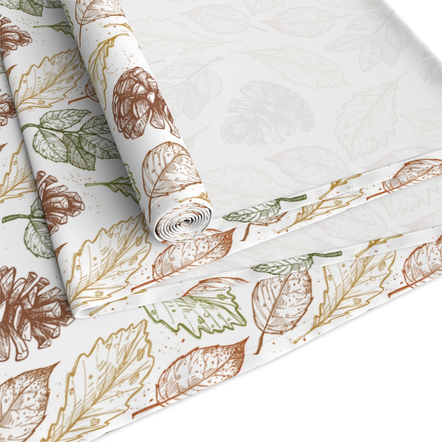 Fall Harvest Leaves and Pinecones Table Runner