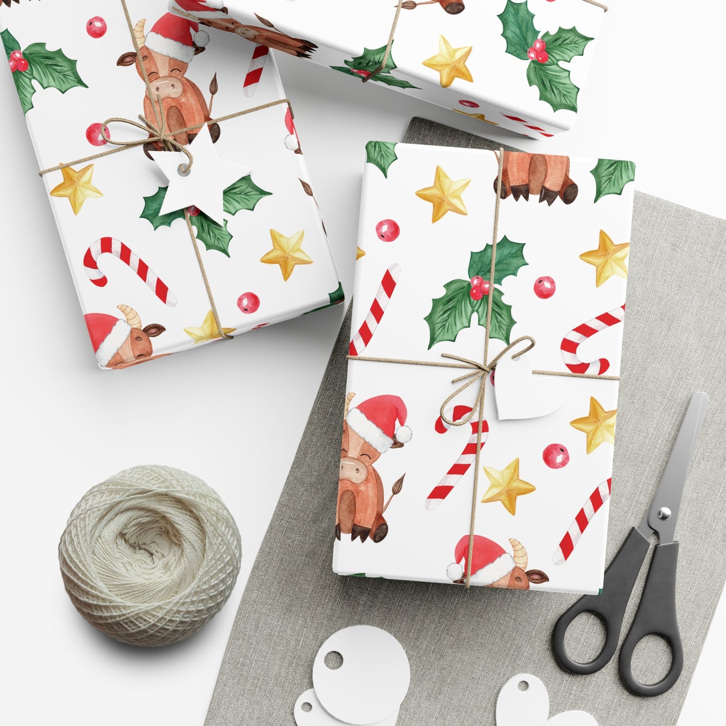 Highland Cow Cute Cartoon Christmas Gift Wrap