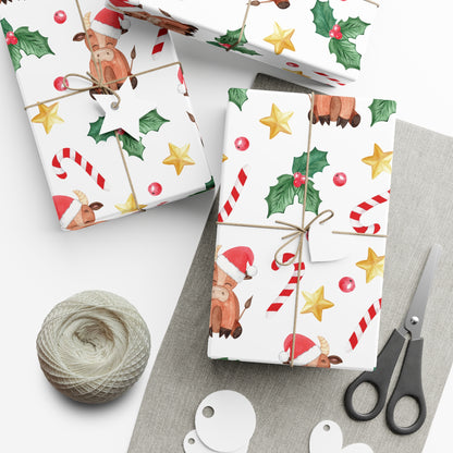 Highland Cow Cute Cartoon Christmas Gift Wrap