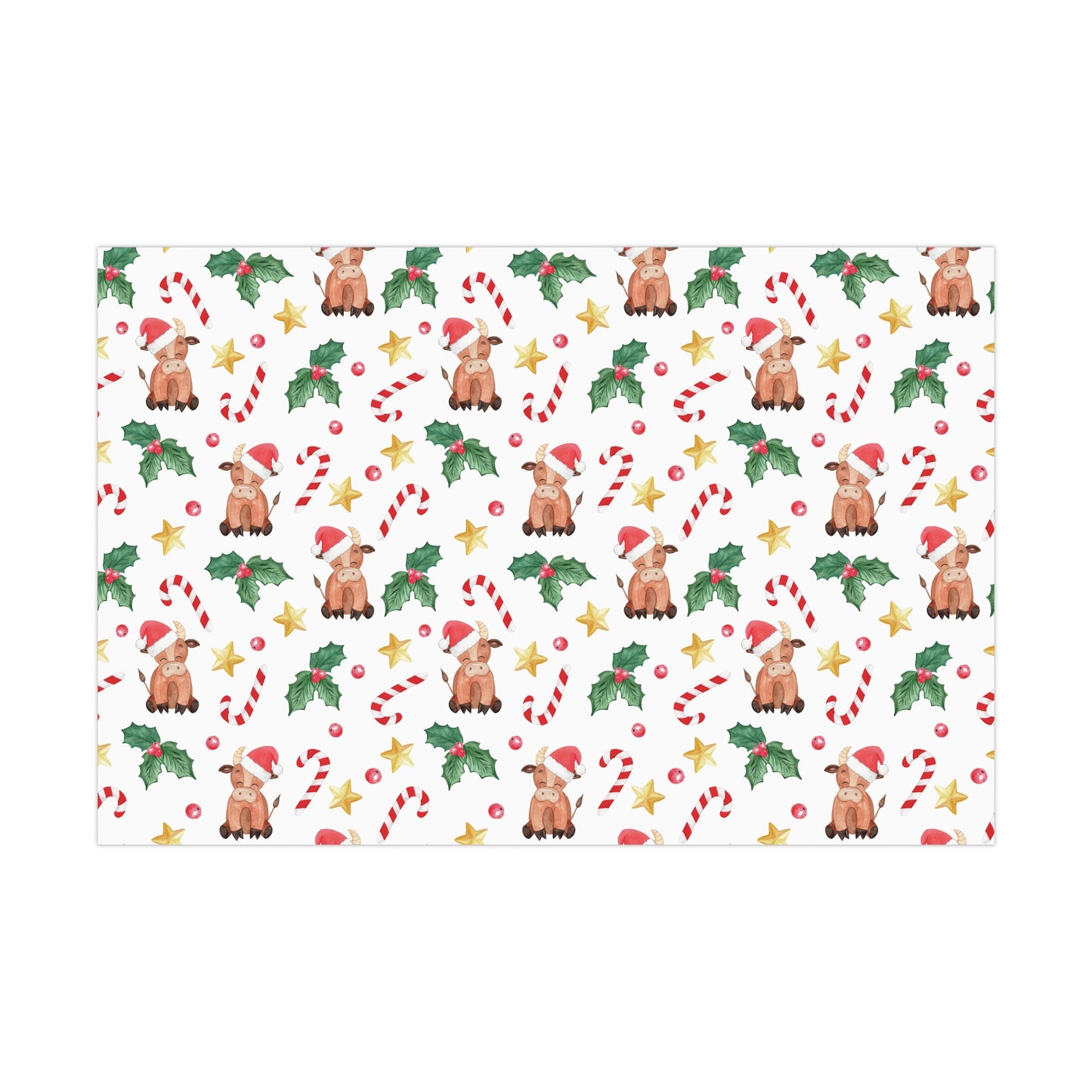 Highland Cow Cute Cartoon Christmas Gift Wrap