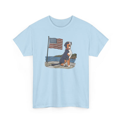 2025 New Summer Swissy Unisex Tshirt, Greater Swiss Mountain Dog Patriotic Flag Shirt, Cartoon Swissy Character