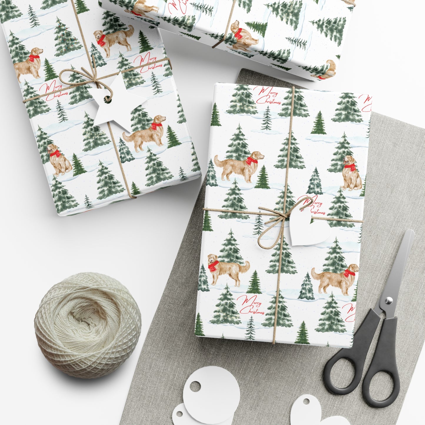 Golden Retriever Snowy Christmas Wrapping Paper