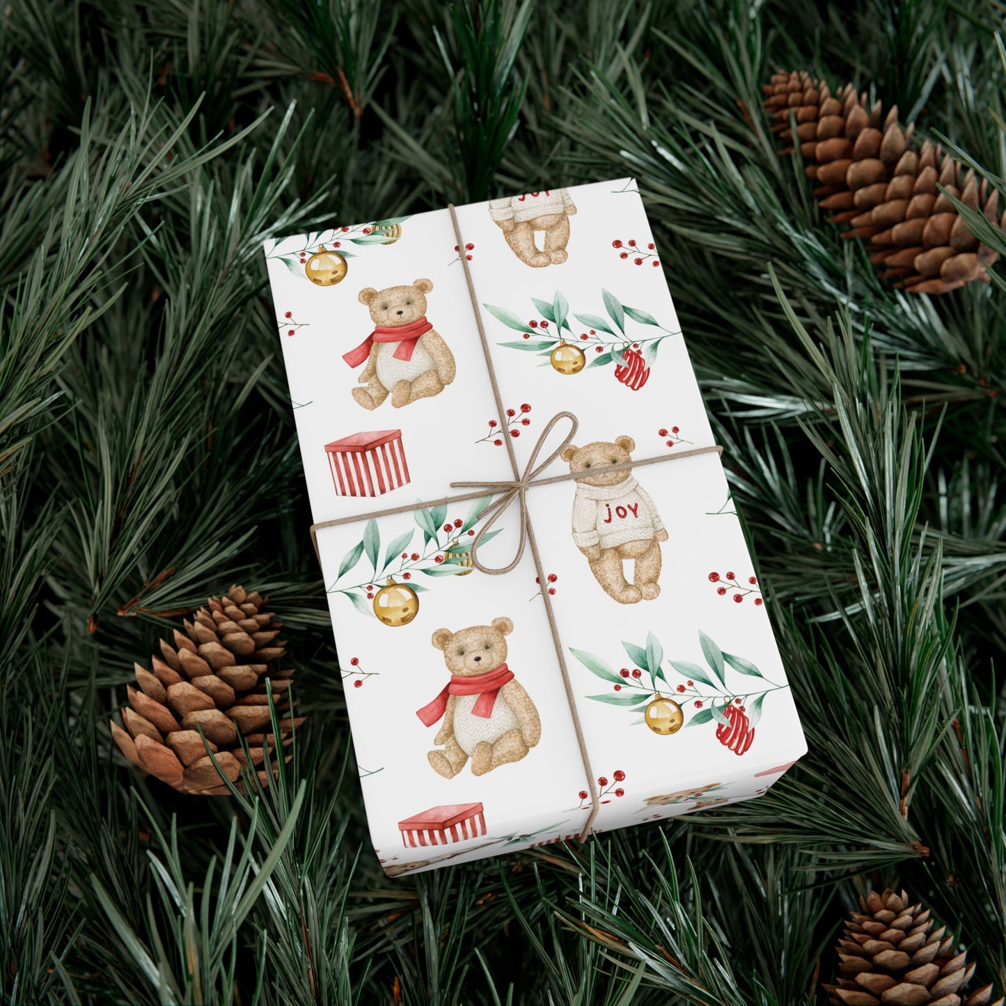 Vintage Teddy Bear Christmas Gift Wrap