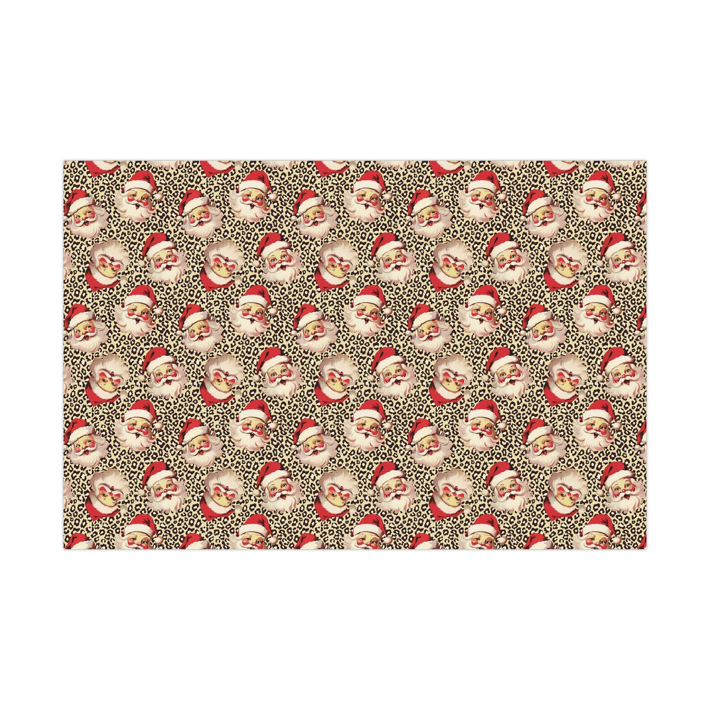 Vintage Santa Leopard Print Christmas Gift Wrap