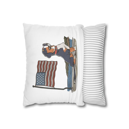 Summer Swissy in the USA, Greater Swiss Mountain Dog Pillow Cover, Hand Drawn, Double-Sided Graphics, Swissy, GSMD