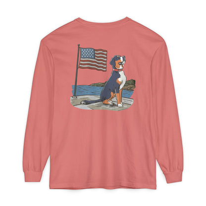 2025 New Summer Swissy Unisex *Long Sleeve* Comfort Colors Brand Shirt, Greater Swiss Mountain Dog Flag Shirt, Cartoon Swissy Character