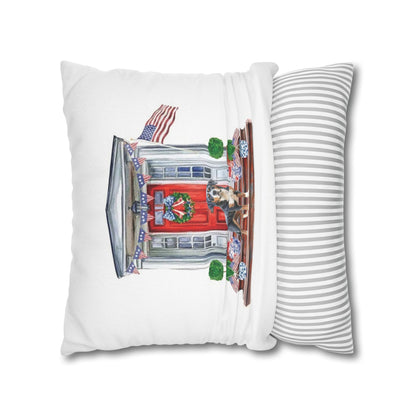 Summer Swissy in the USA, Greater Swiss Mountain Dog Pillow Cover, Hand Drawn, Double-Sided Graphics, Swissy, GSMD