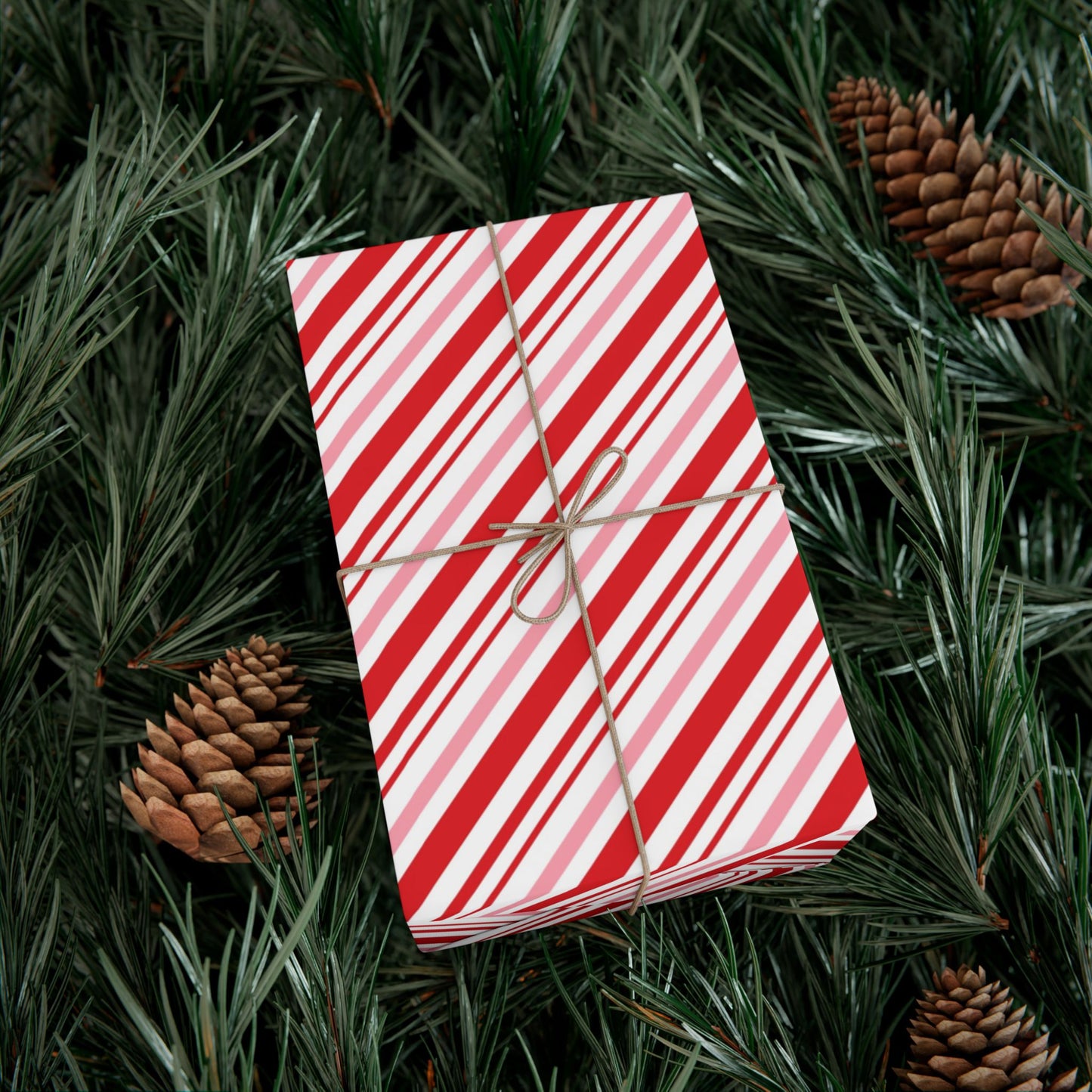 Christmas Candy Cane Pink Stripe Wrapping