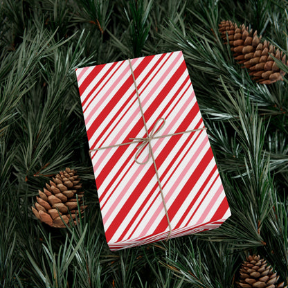 Christmas Candy Cane Pink Stripe Wrapping