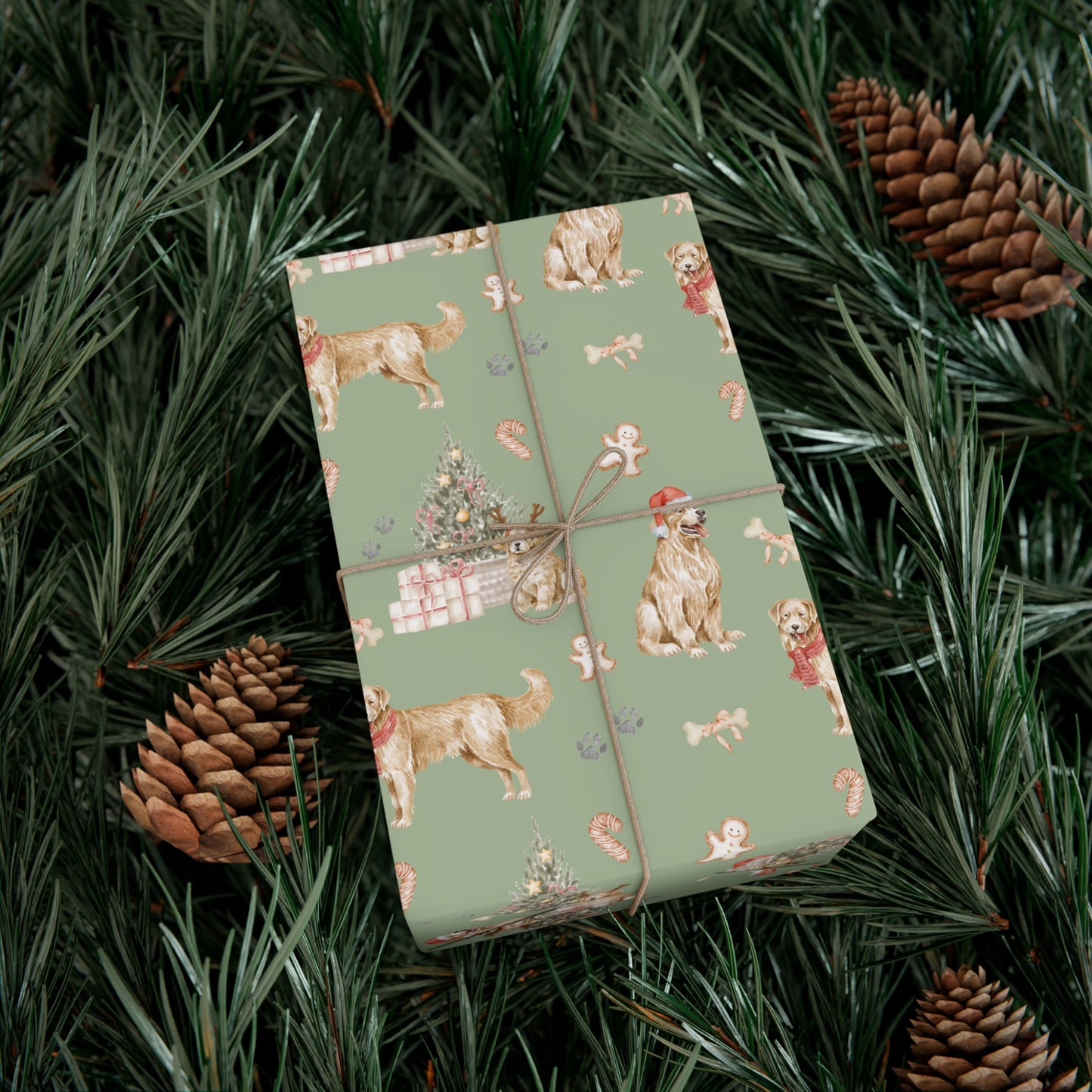 Golden Retriever Christmas Gift Wrap