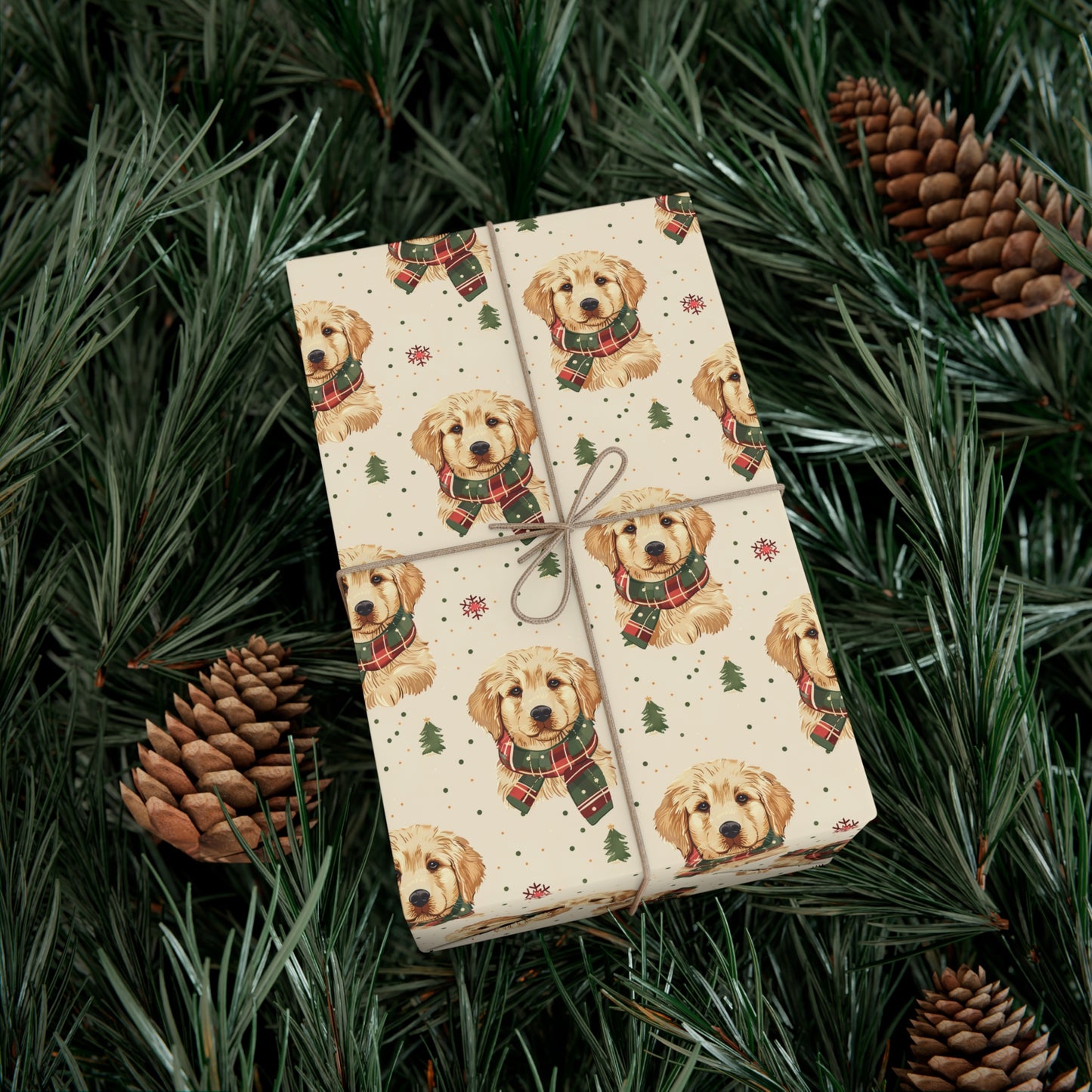 Golden Retriever Puppy Christmas Wrapping Paper