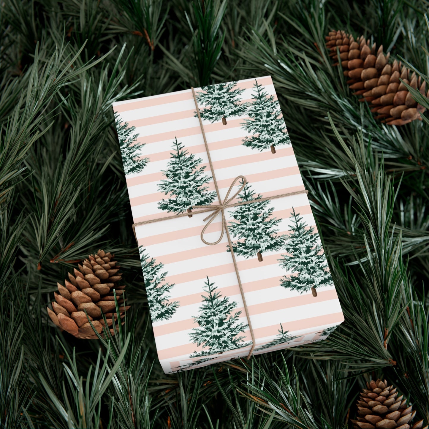 Light Pink Stripe Christmas Wrapping Paper