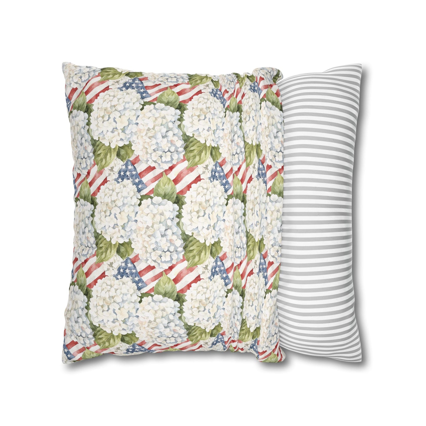 Patriotic Hydrangea Pillow Cover, 4th of July Pillow Cover, Farmhouse Summer Decor