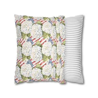 Patriotic Hydrangea Pillow Cover, 4th of July Pillow Cover, Farmhouse Summer Decor