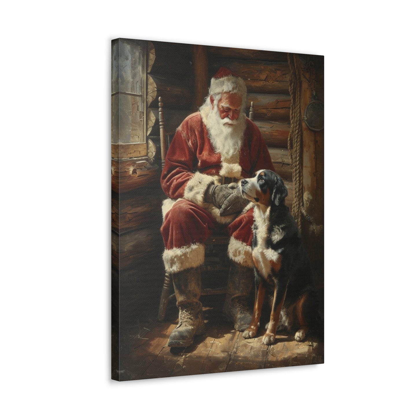 (No Frame) Santa & Swissy Gallery Wrapped Canvas