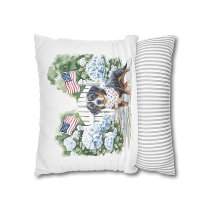 Patriotic Summer Greater Swiss Mountain Dog Pillow Cover, Hand Drawn, Double-Sided Graphics, Swissy, GSMD