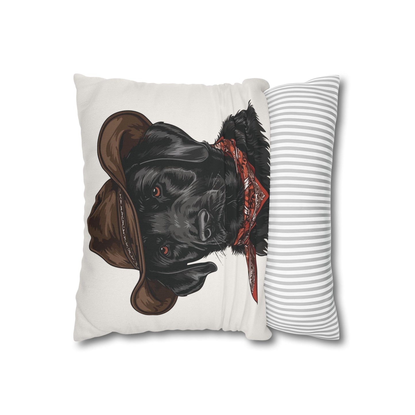 Black Lab, Labrador Retriever, Western Cowboy, Double Sided Pillow Cover