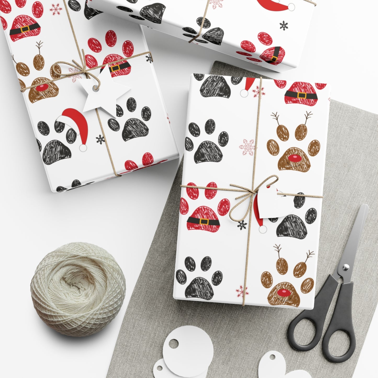 Dog Pawprint Christmas Wrapping Paper, Classic Christmas Gift Wrap Roll, Holiday Gift Wrap, Christmas Paper, Gift Wrap, Gifts for Dogs