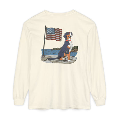 2025 New Summer Swissy Unisex *Long Sleeve* Comfort Colors Brand Shirt, Greater Swiss Mountain Dog Flag Shirt, Cartoon Swissy Character