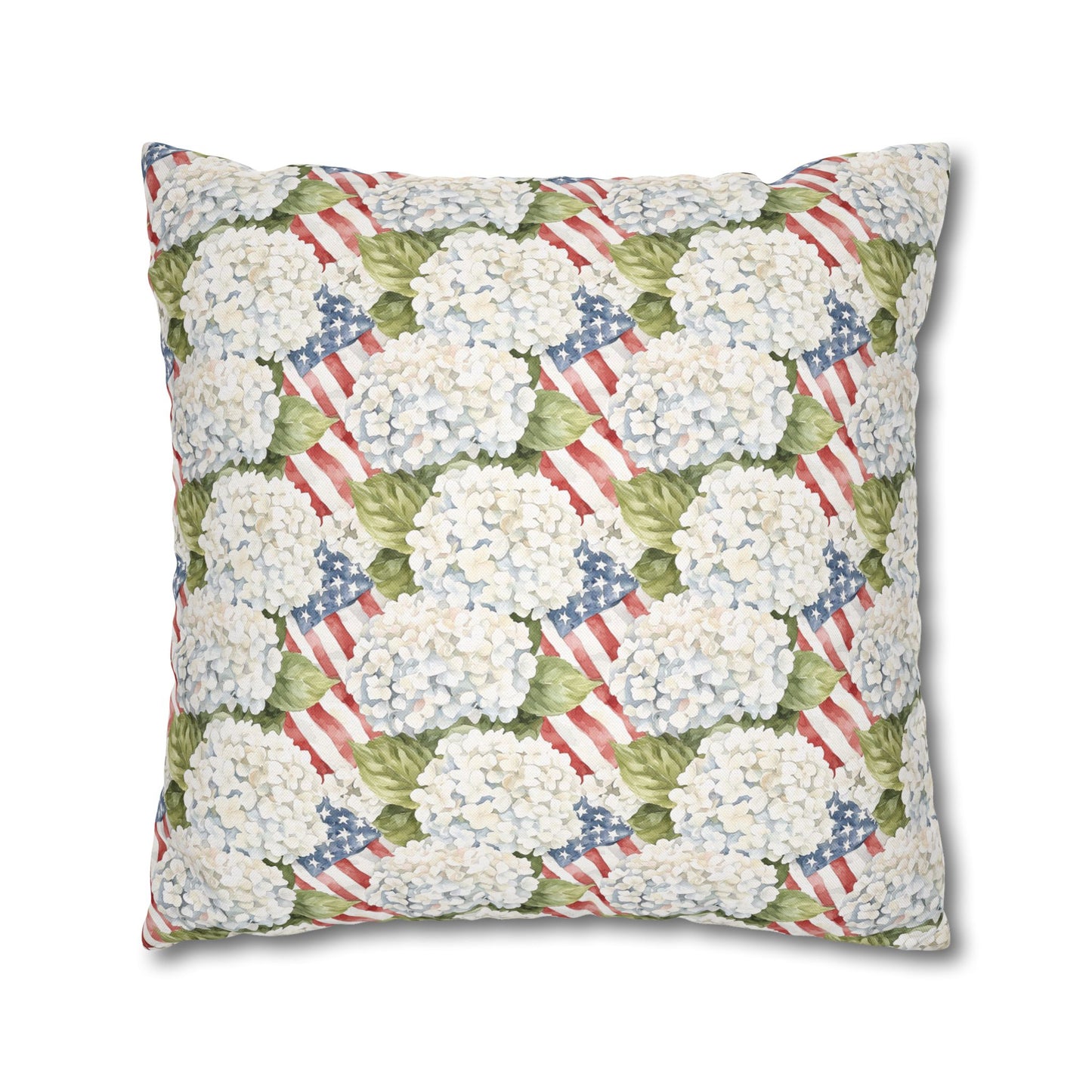 Patriotic Hydrangea Pillow Cover, 4th of July Pillow Cover, Farmhouse Summer Decor