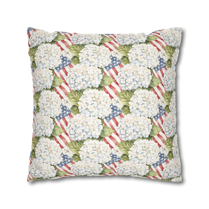 Patriotic Hydrangea Pillow Cover, 4th of July Pillow Cover, Farmhouse Summer Decor