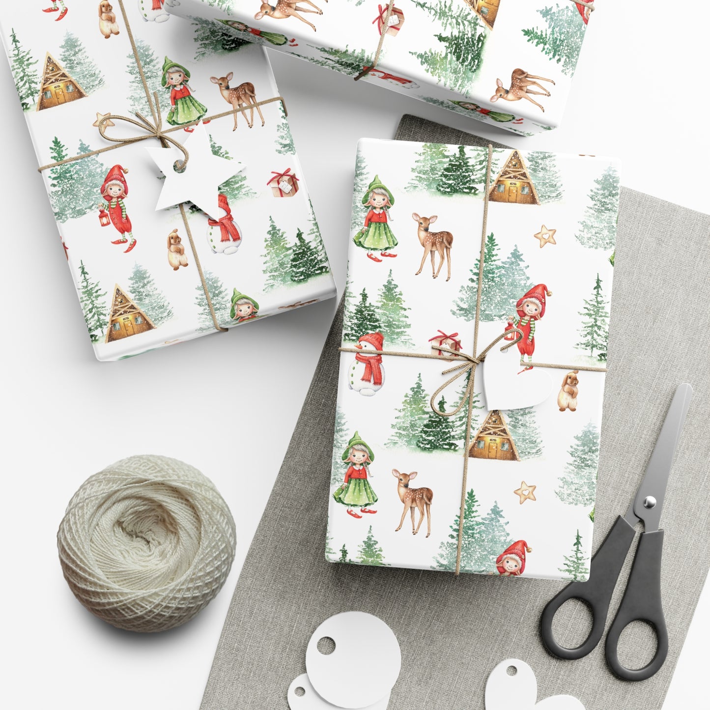 Nordic Elf Child Christmas Wrapping Paper