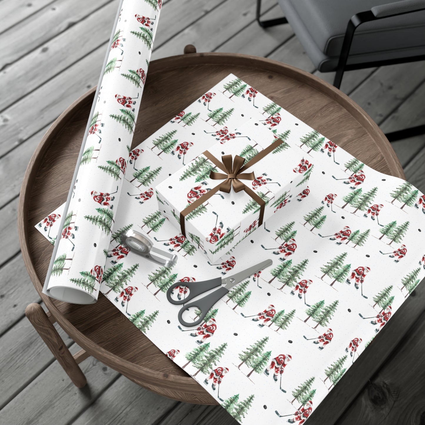 Copy of Hockey Santa Christmas Wrapping Paper, Hockey, Sports Gift Wrap, Wrapping Paper, Personalized, Christmas Gifts, Unique Gift, Santa Wrapping