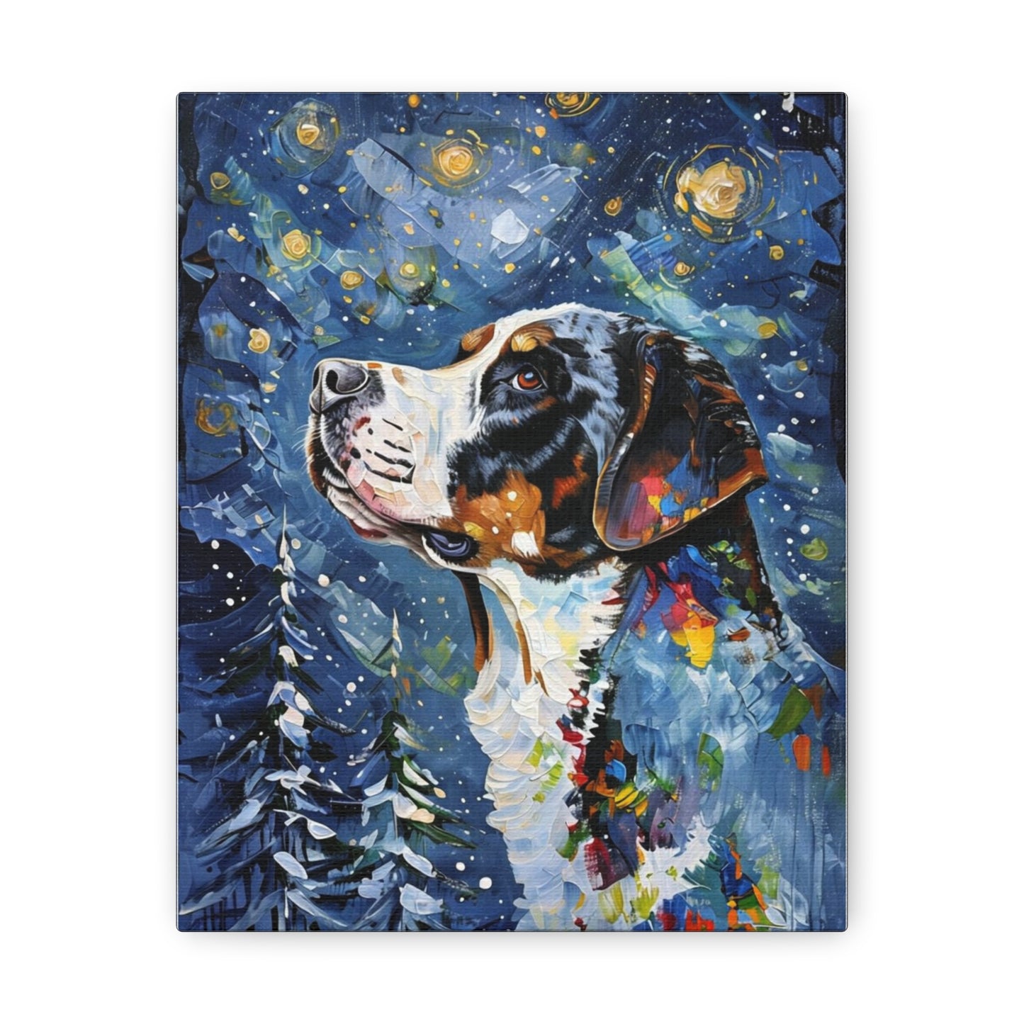 (No Frame) Winter Starry Night Swissy Wrapped Gallery Canvas