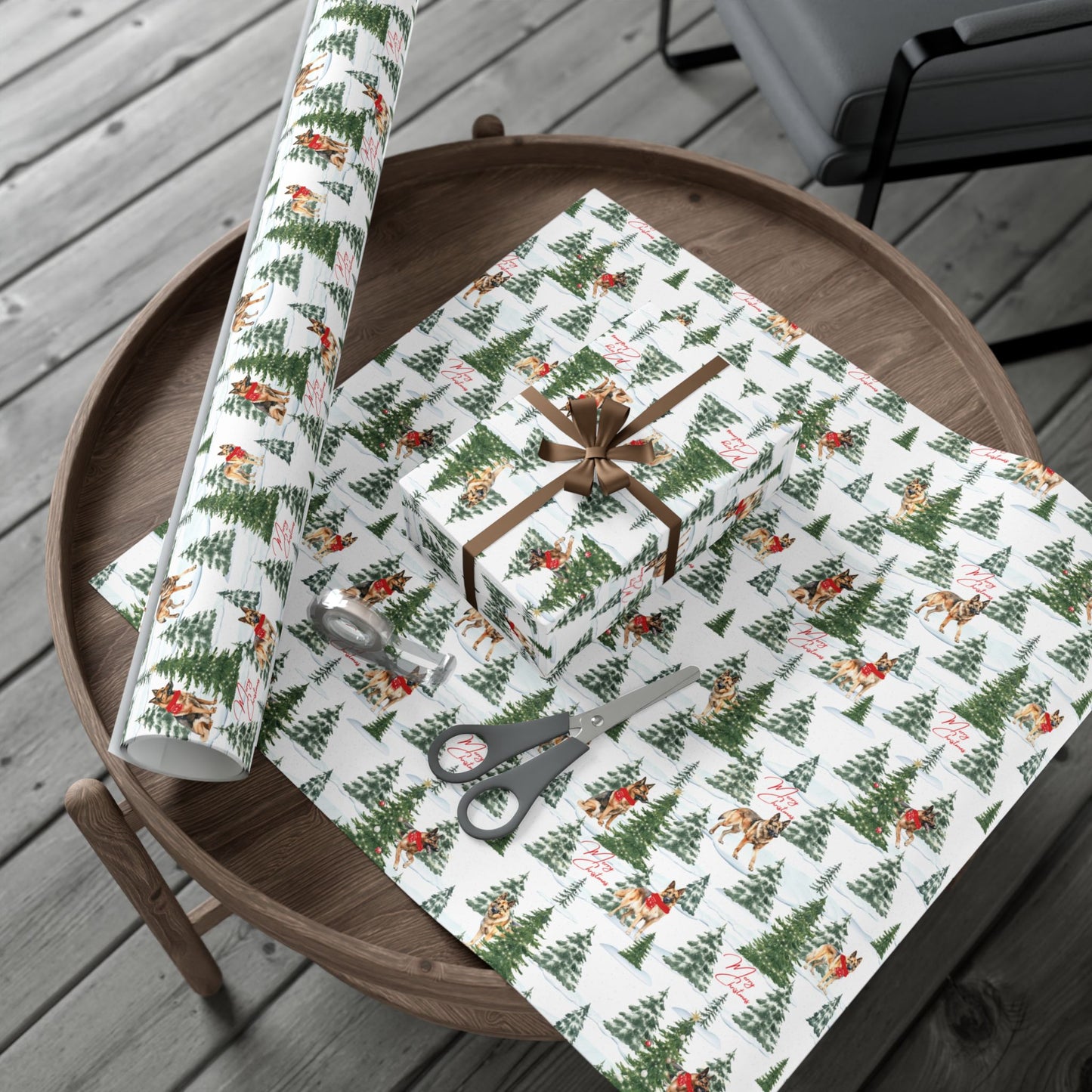 Snowy German Shepherd Christmas Wrapping Paper