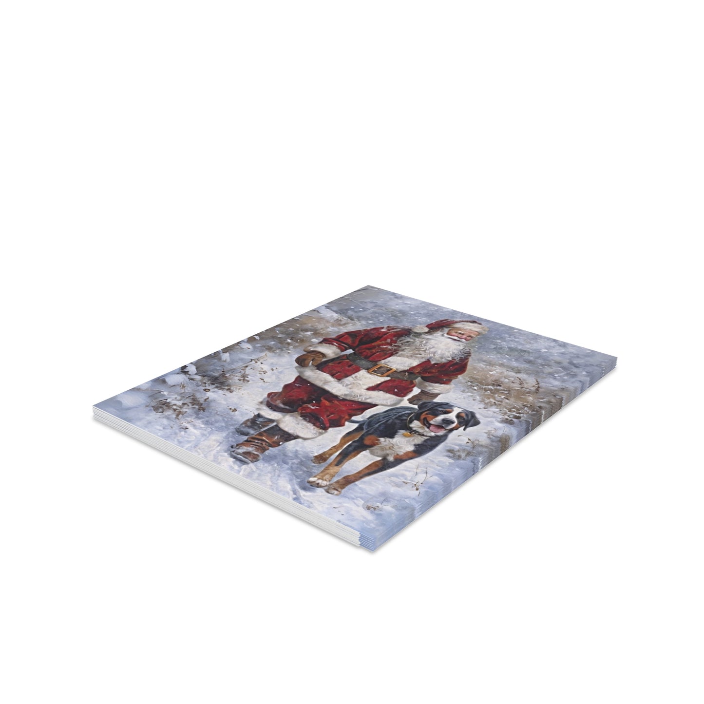 Swissy & Santa Winter Walk Christmas Greeting cards (8, 16, and 24 pcs), Custom Greeting