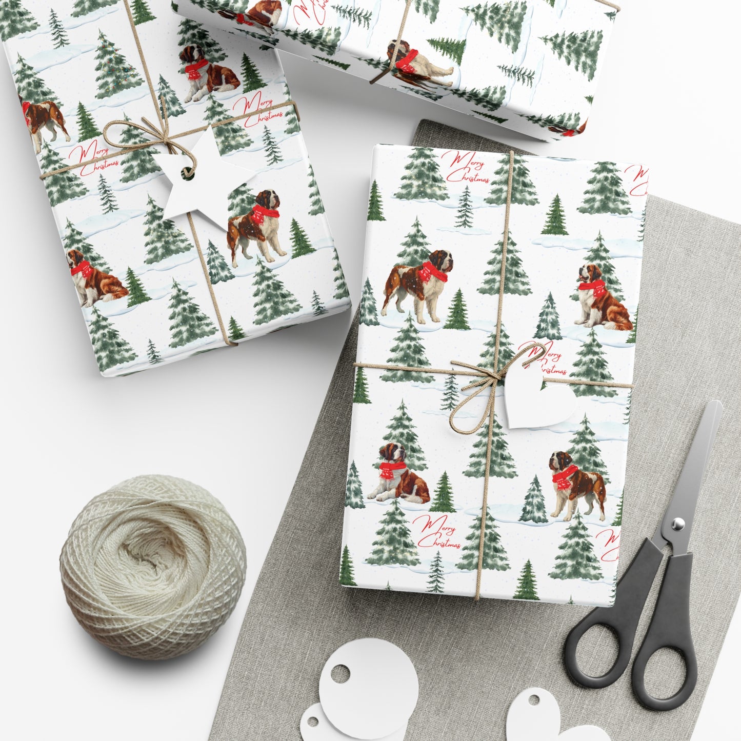 Saint Bernard Snowy Christmas Wrapping Paper