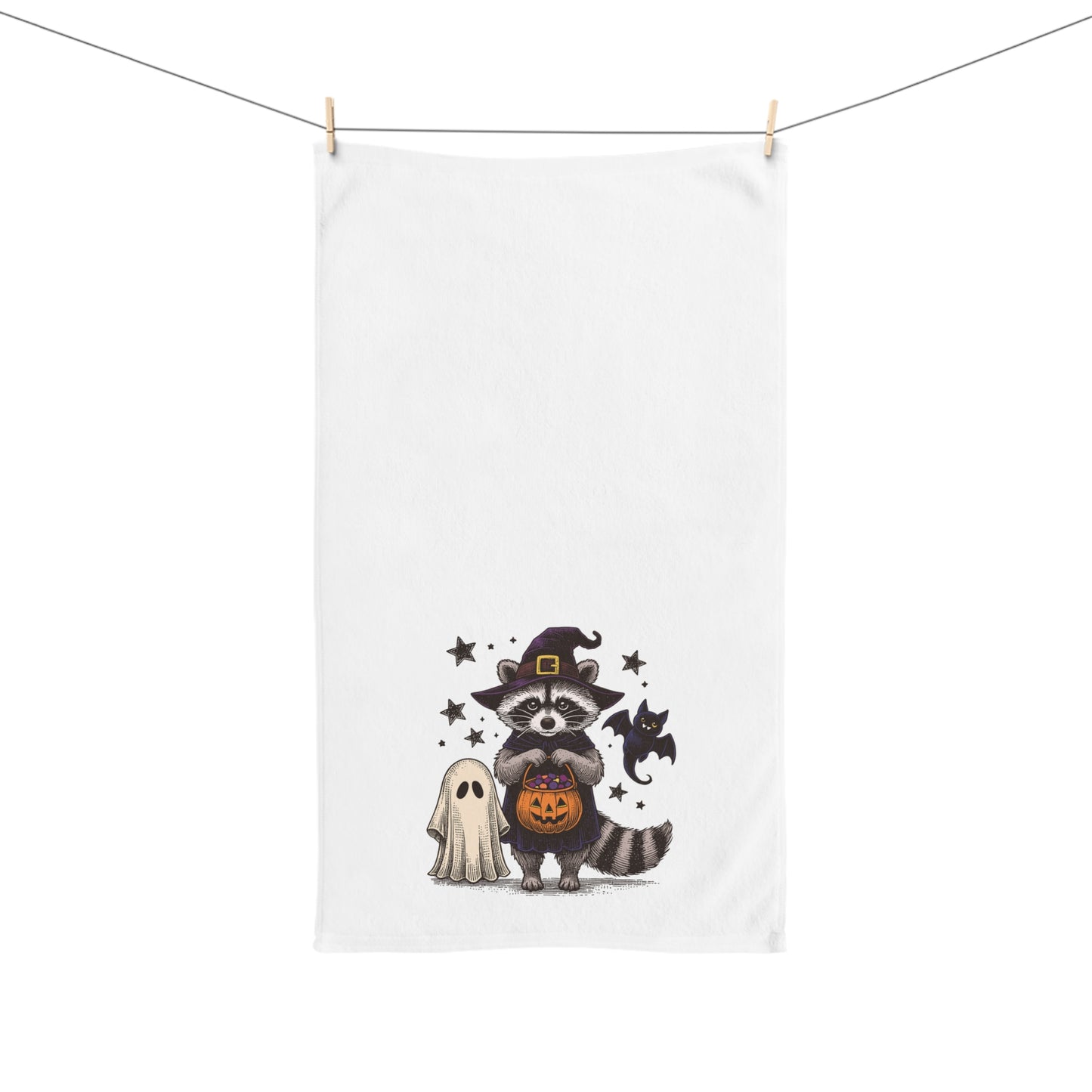 Halloween Trick or Treat Raccoon Hand Towel