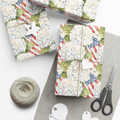 Summer Patriotic Hydrangea Wrapping Paper