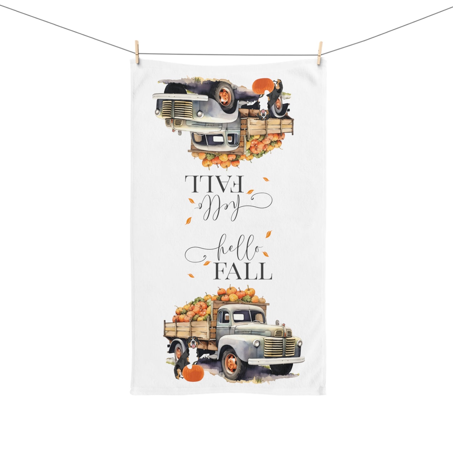 Hello Fall Swissy with Pumpkin Kitchen Towel