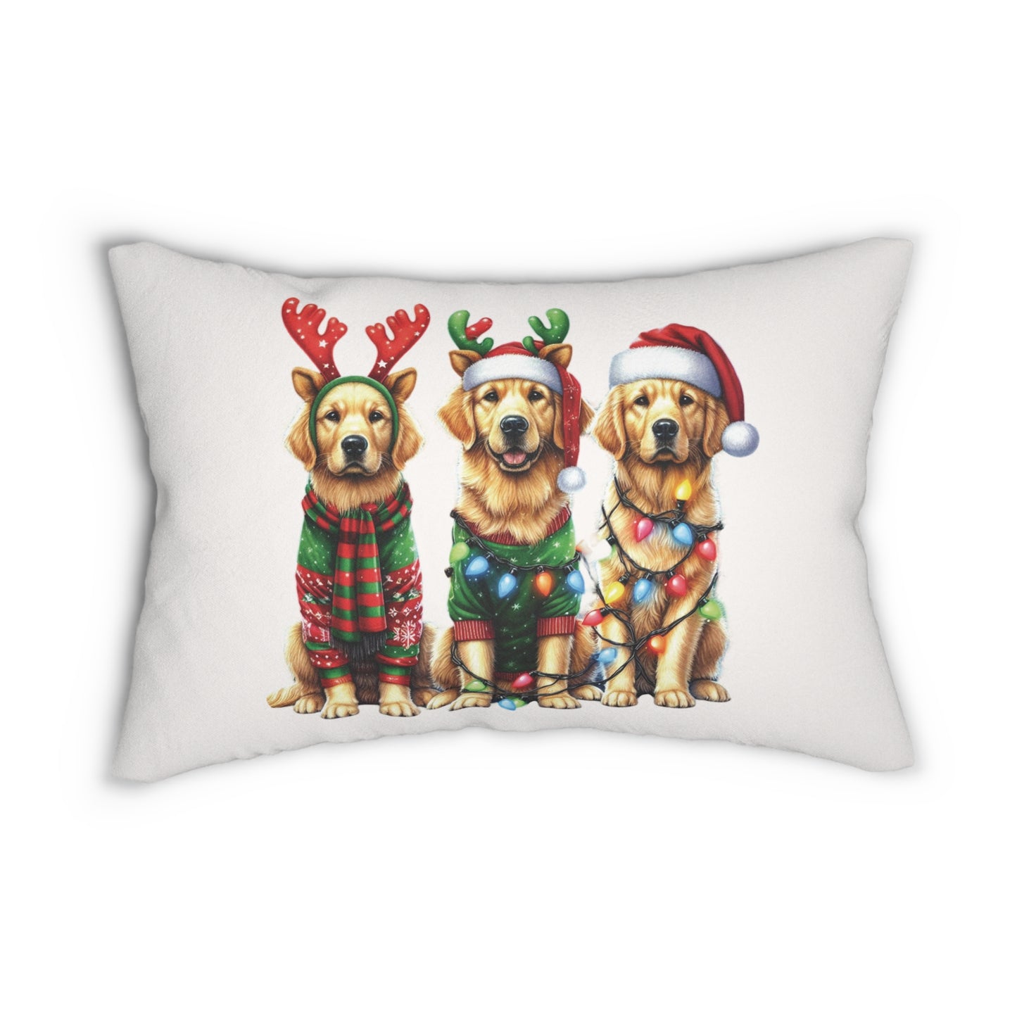 Golden Retriever Funny Christmas Lineup Lumbar Pillow & Cover, Oversized Lumbar Pillow, Throw Pillow, Christmas Home, Retriever Christmas