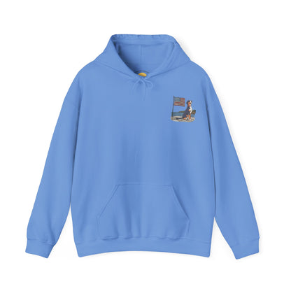 Double Graphic version of our 2025 New Summer Swissy Unisex Hooded Sweatshirt, Swissy Summer Hoodie, Greater Swiss Mountain Dog, Cartoon Swissy Character