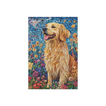 Golden Retriever Garden Flag, Spring & Summer Floral Dog Garden Flag, Watercolor Dog Flag, Double Sided Garden Flag