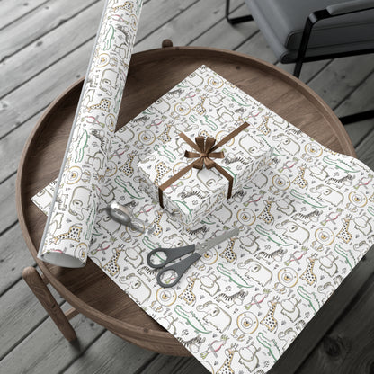 Jungle Safari Kids Wrapping Paper, Baby Shower  Gift Wrap Roll, Birthday Gift Wrap, Birthday Party, Animals
