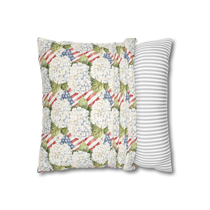 Patriotic Hydrangea Pillow Cover, 4th of July Pillow Cover, Farmhouse Summer Decor