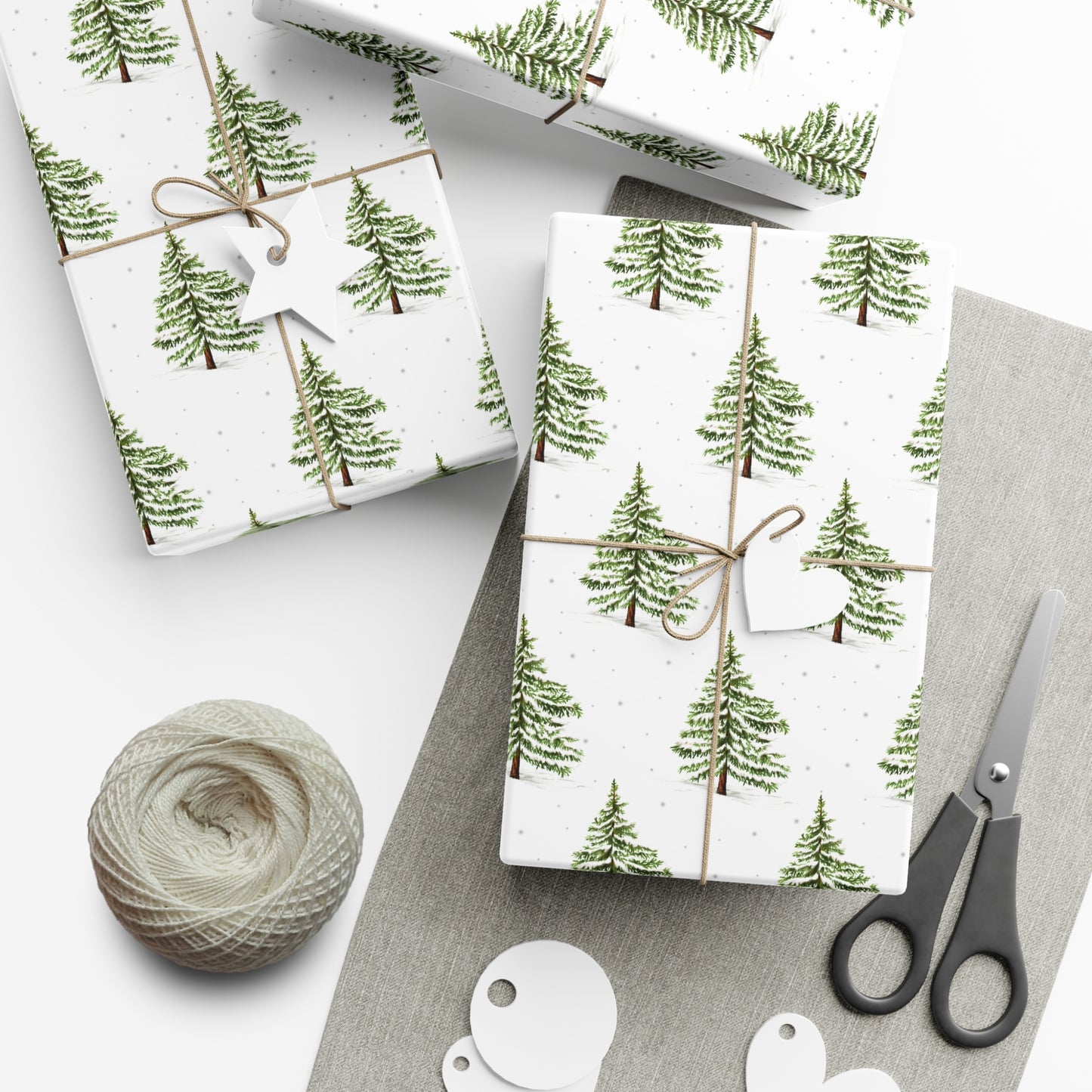 Classic Minimalist Winter Trees Gift Wrap, Christmas Wrapping Paper, Christmas Ornament Gift Wrap, Wrapping, Christmas Gifts, Holiday Trees