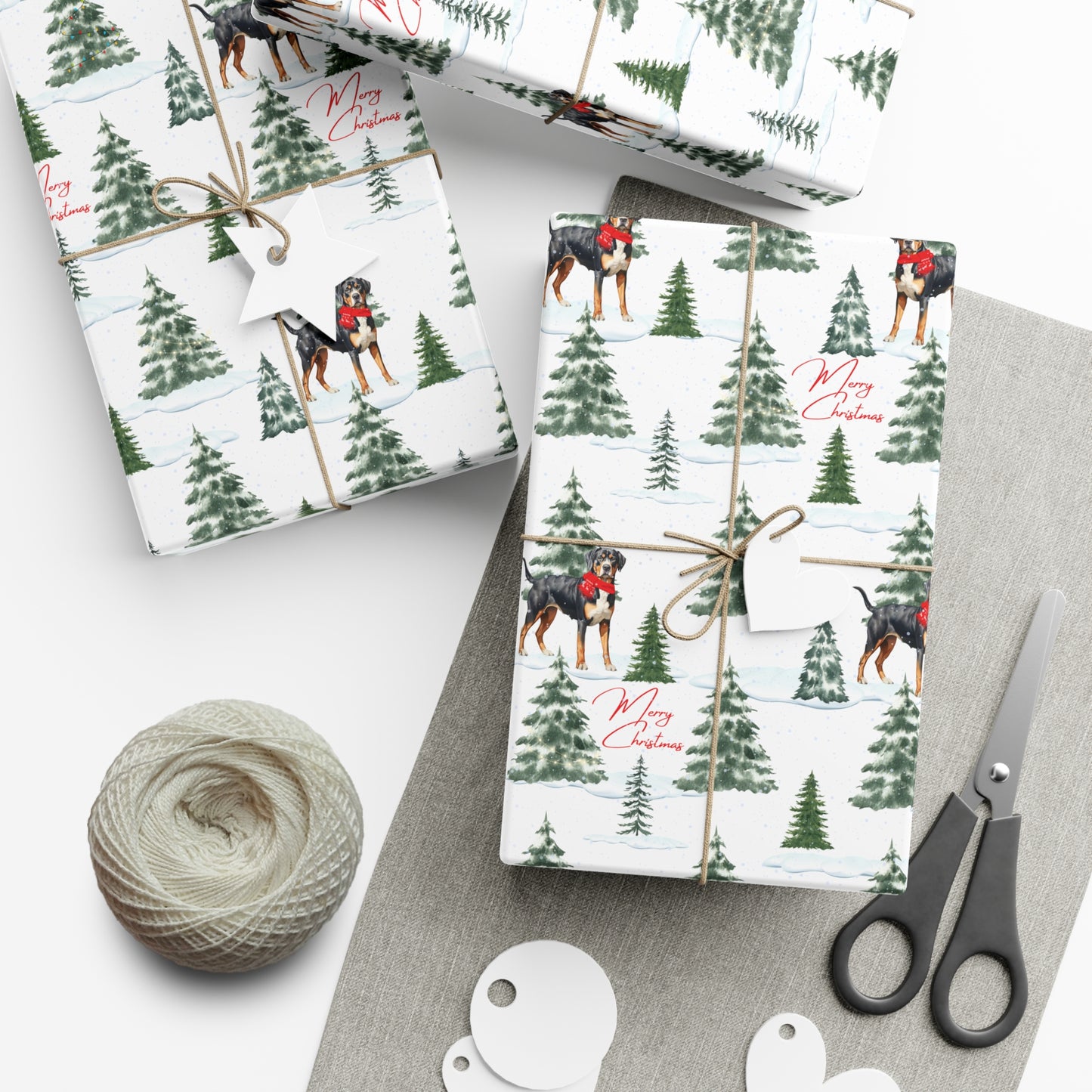 Greater Swiss Mountain Dog Snowy Christmas Wrapping Paper