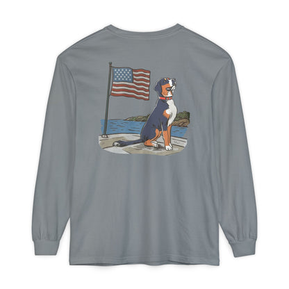 2025 New Summer Swissy Unisex *Long Sleeve* Comfort Colors Brand Shirt, Greater Swiss Mountain Dog Flag Shirt, Cartoon Swissy Character