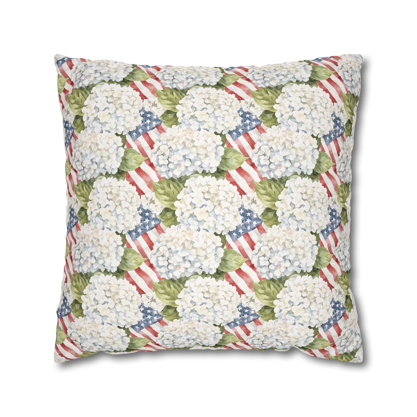 Patriotic Hydrangea Pillow Cover, 4th of July Pillow Cover, Farmhouse Summer Decor