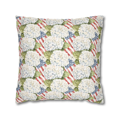 Patriotic Hydrangea Pillow Cover, 4th of July Pillow Cover, Farmhouse Summer Decor