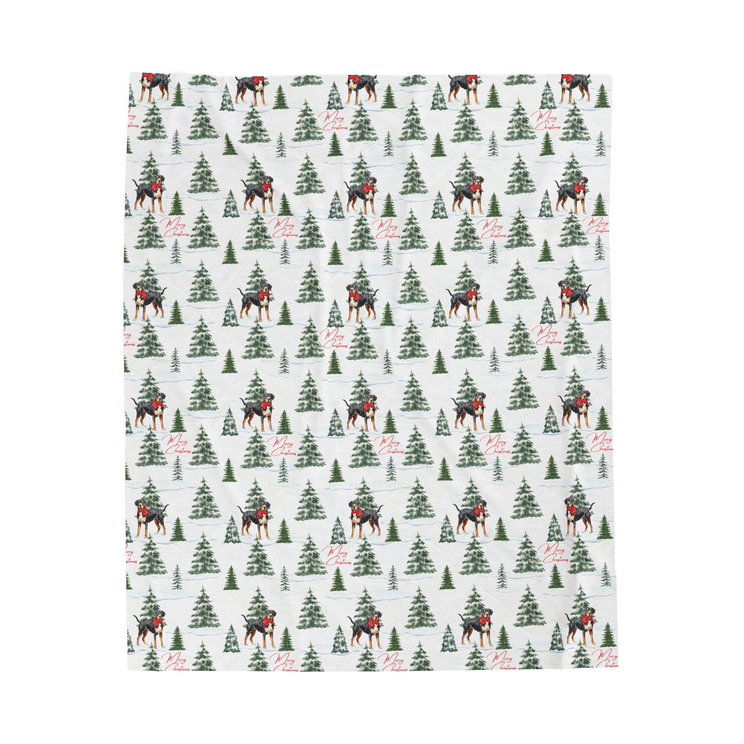 Snowy Swissy Christmas Velveteen Throw Blanket