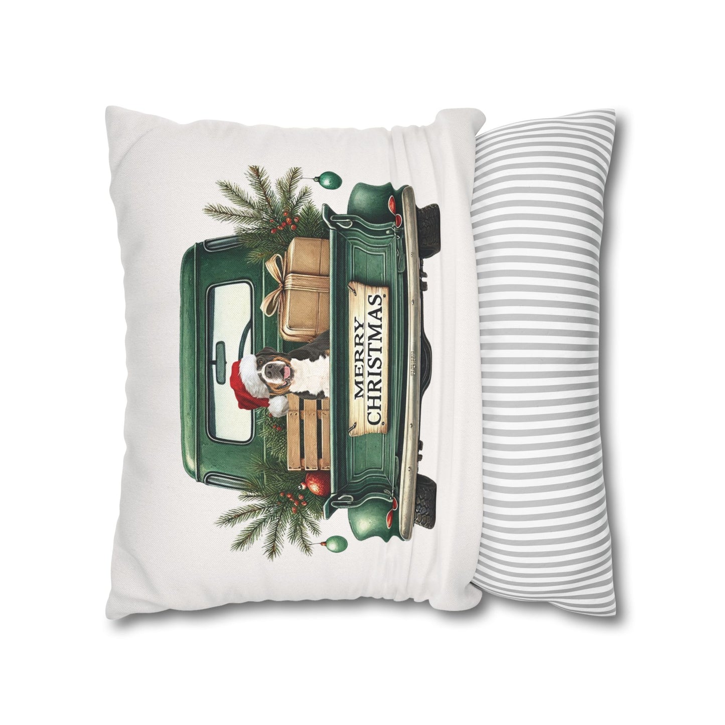 Christmas Truck Swissy Pillow Cover, Double Sided Print